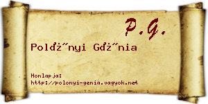 Polónyi Génia névjegykártya